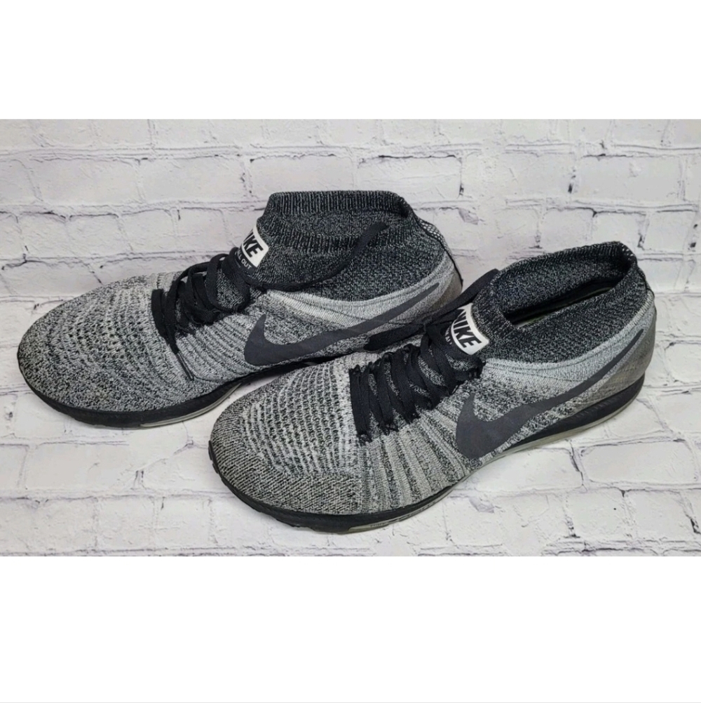 Nike Zoom All Out Flyknit Wolf Grey Running Shoes Mid Top Lace Up Mens Size 12